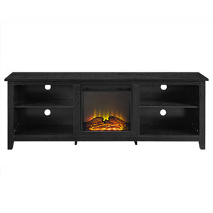 English Elm Walker Edison - Modern Transitional Wood 70" Fireplace Tv Stand For 80" Tvs With 2 Shelves - Black