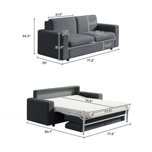 English Elm Pull Out Sofa Bed Full Size Sleeper Sofa with Memory Foam Dual-Layer Mattress, Space-Saving Loveseat DARK GREY W3795P357849