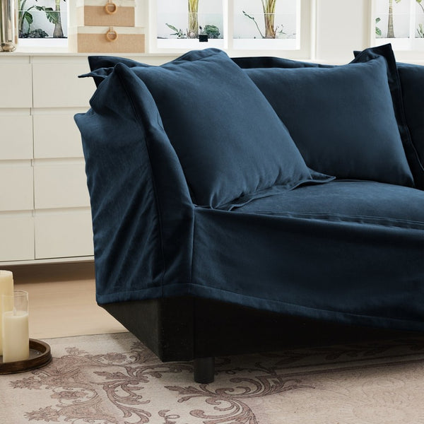 English Elm Koala Chenille Ottoman Plush High Density Foam Seating with Washable Cover W3041P240128