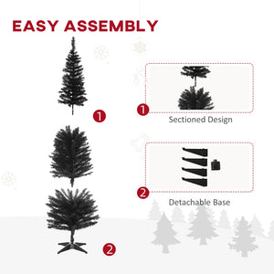 English Elm Homcom Slim Black Pencil Christmas Tree 6ft Artificial with 390 Branch Tips Unlit W2225P229803