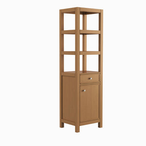 English Elm 20" Oak Finish Freestanding Bathroom Tower Cabinet with Soft Close Door and Drawer T3785P442242