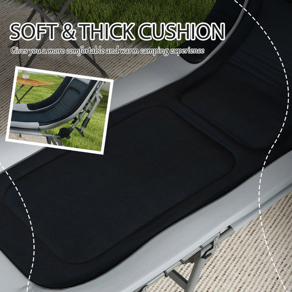 English Elm Outsunny Camping Cot For Adults - Heavy-Duty Folding Bed With Cushions, Adjustable Lounger & 400 Lbs Capacity W2225P200559-GIGA