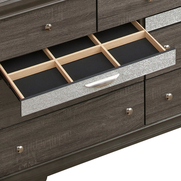 English Elm Madrid 6-Drawer Chest with Felt-Lined Full-Extension Drawers, Modern Laminate Wood Grain Finish Gray 43 L x 66 W x 20 H B078P285997