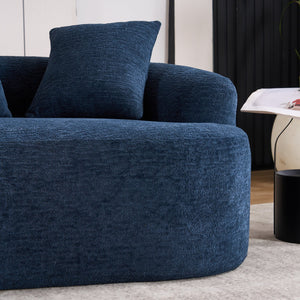English Elm LY-025S Curved Loveseat Compact 65" Space-Saving Chenille Upholstery, 30D Foam+Spring Comfort Blue W2231P261298
