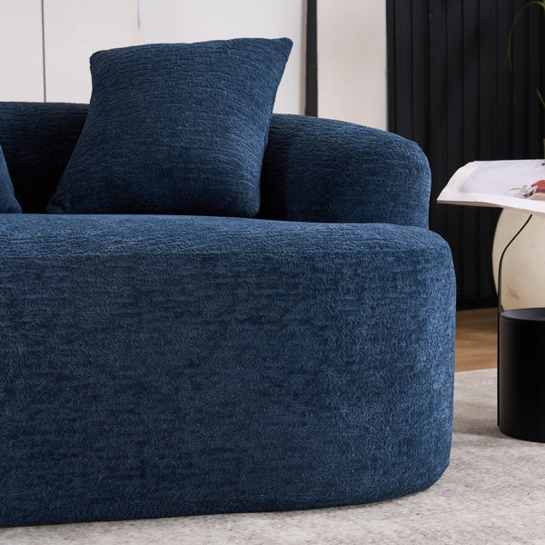 English Elm LY-025S Curved Loveseat Compact 65" Space-Saving Chenille Upholstery, 30D Foam+Spring Comfort Blue W2231P261298