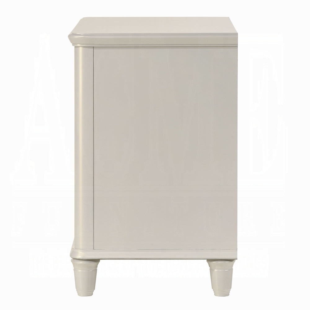 English Elm Pearl Elegant Pearl White Nightstand 2-Drawer Glam Wooden Bedside Table 30"W x18"D x27"H Durable Finish B2741P322567