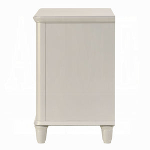 English Elm Pearl Elegant Pearl White Nightstand 2-Drawer Glam Wooden Bedside Table 30"W x18"D x27"H Durable Finish B2741P322567