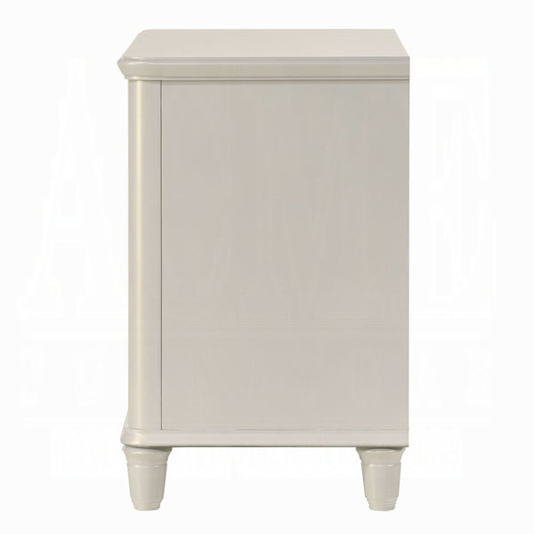 English Elm Pearl Elegant Pearl White Nightstand 2-Drawer Glam Wooden Bedside Table 30"W x18"D x27"H Durable Finish B2741P322567