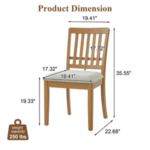 English Elm 2-piece Scandinavian Rubberwood Dining Chair Set with Curved Backrest and Padded Fabric Seat Light Brown N752P405934A