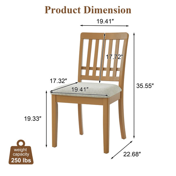 English Elm 2-piece Scandinavian Rubberwood Dining Chair Set with Curved Backrest and Padded Fabric Seat Light Brown N752P405934A