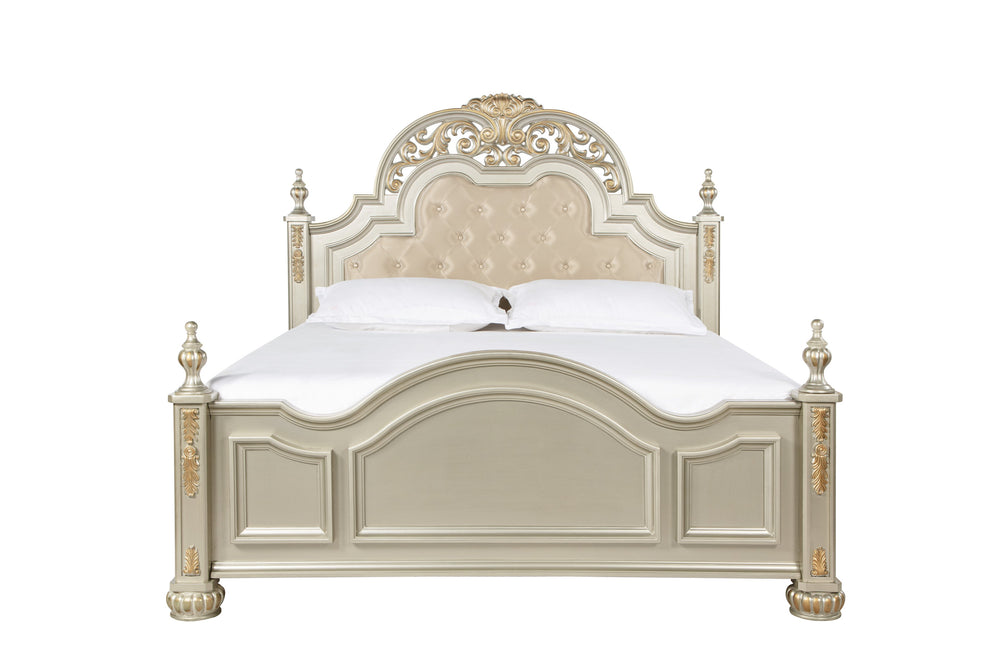 English Elm Lyon Elegant Queen Bed In Warm Silver Champagne With Plush Upholstery & Timeless Craftsmanship B078S00600