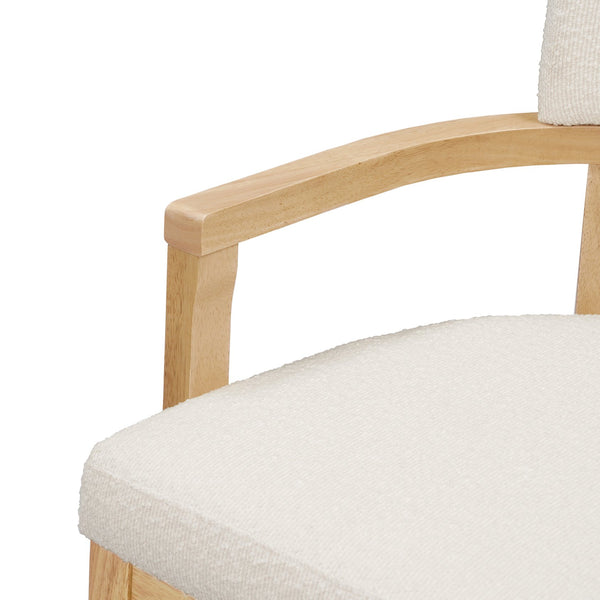 English Elm Christopher Knight Home® - Mid Mid Century Modern Boucle Dining Chairs with Wood Frame, U-Shape Arms, High-Density Foam Comfort Beige,Oak N771P331337A