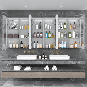English Elm Led Medicine Cabinet With Mirror - 96"X40" Wall-Mounted, Anti-Fog, Adjustable Brightness & Colors W3735P374375