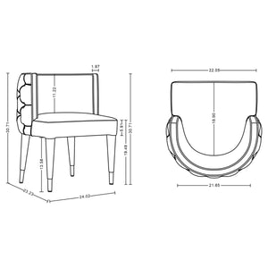 English Elm Maya Velvet Dining Chair with Tufted Back, Elm Wood Frame & Gold-Tip Legs, Plush Upholstery, 330 lb Capacity Natural B365P397723