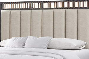 English Elm Queen Upholstered Headboard Bed Walnut Veneer Frame Transitional Bedroom Furniture B2699S00087