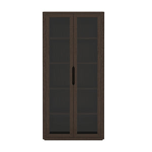 English Elm Rivington 38" Walnut Bookcase Cabinet – Modern Design With Glass Doors & Adjustable Shelving For Style B365S00016-GIGA
