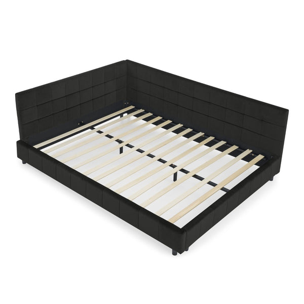 English Elm Queen Upholstered Tufted Bed Frame - Stylish Velvet Sofa Bed With Backrest & Armrests For Comfort W487S00282-GIGA