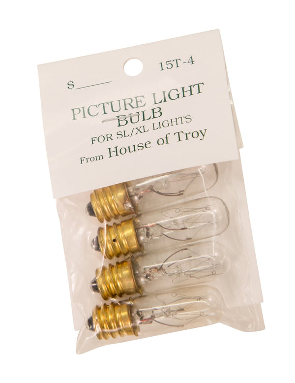 House Of Troy 15 Watt T4 Bulbs - Pack Of 4 High-quality Bulbs For Slim-line Incandescent Picture Lights & More   15t4-bag