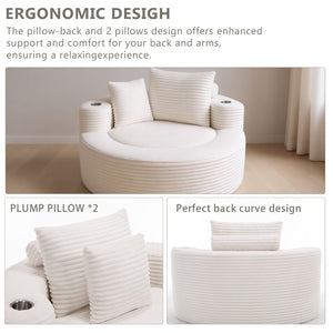 English Elm Round Cloud Sectional Sofa Bed with Memory Foam Cushions for Studio Living Spaces White W3224P444293