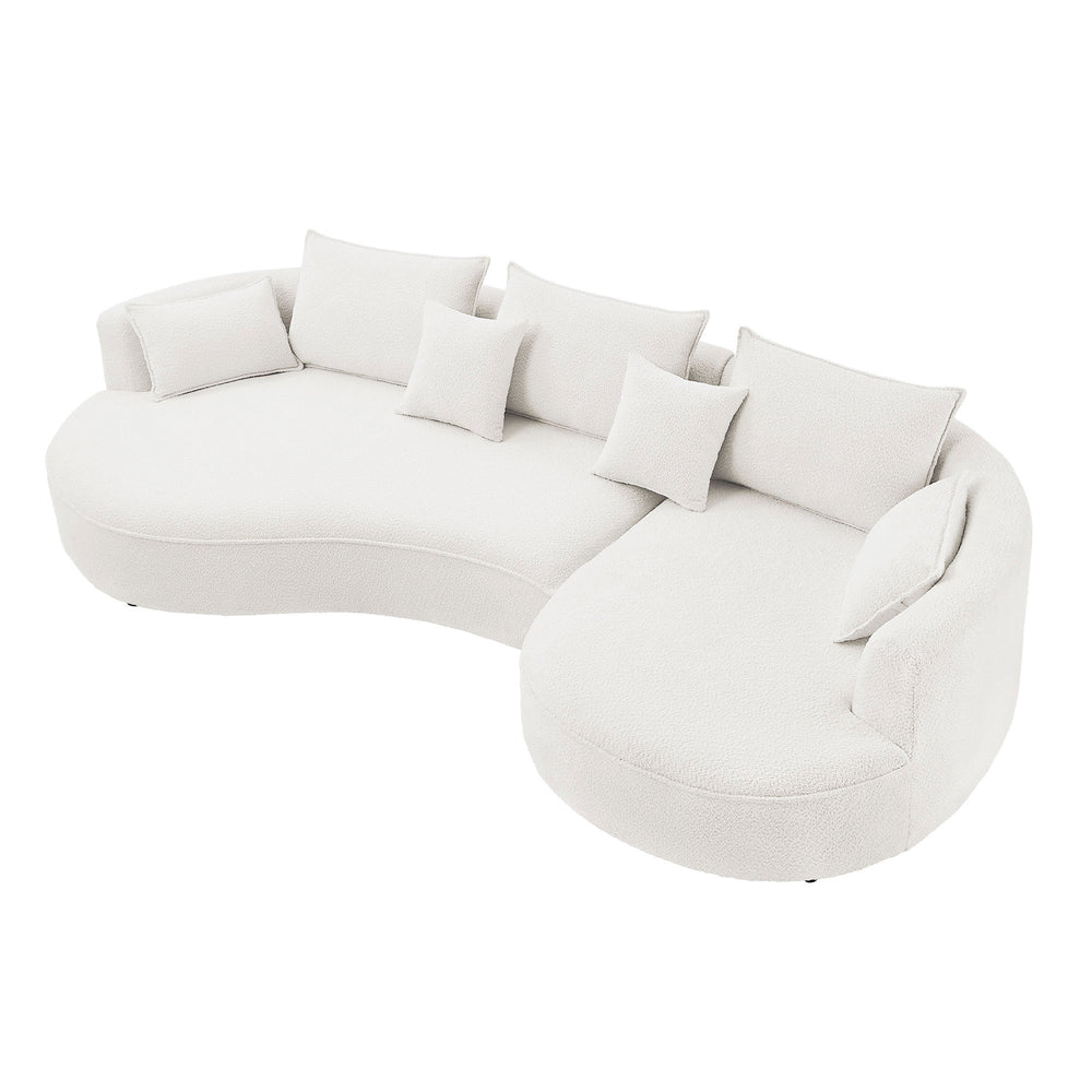 English Elm Curved Boucle Sectional Sofa – Cloud-Inspired Design For Modern Living, Comfort, And Style W876S00301