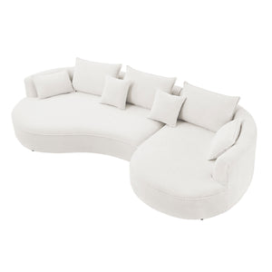 English Elm Curved Boucle Sectional Sofa – Cloud-Inspired Design For Modern Living, Comfort, And Style W876S00301