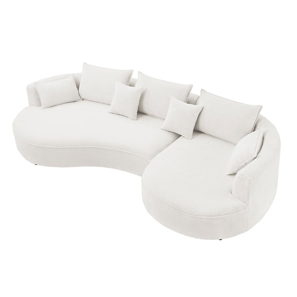 English Elm Curved Boucle Sectional Sofa – Cloud-Inspired Design For Modern Living, Comfort, And Style W876S00301