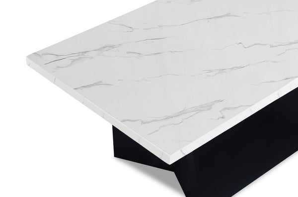 English Elm 3pc Modern Cocktail Table Set with Marble-Inspired Tops and Reeded Bases, Luxe Metallic Accents Black,White 29.75 L x 20.25 W x 23.5 H B011S01892