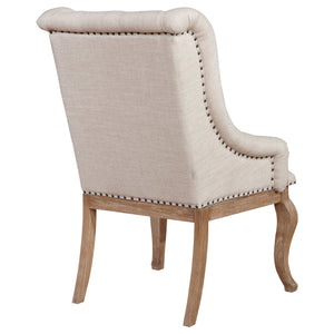 English Elm Fremont Barley Brown Upholstered Dining Chairs Set of 2 — Vintage Asian Hardwood, 300 lb Capacity, Cream Upholstery and Wingback Comfort B062P337744
