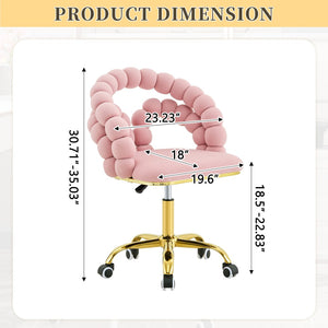English Elm Pink Velvet Bubble Swivel Chair Gold Base Adjustable Glam Seat for Vanity Office W3875P446136