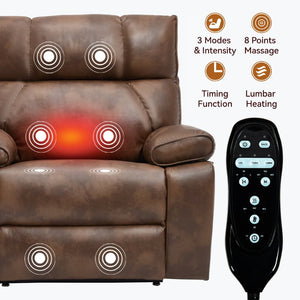 English Elm Brown Leatheraire Power Lift Recliner Dual Motor Massage Heat Heavy Duty 350 Lb W1803P340282