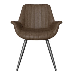 English Elm Dining Chairs Set Of 2 - Mid-Century Modern Faux Leather Upholstered Side Chairs For Stylish Comfort T3950P396563