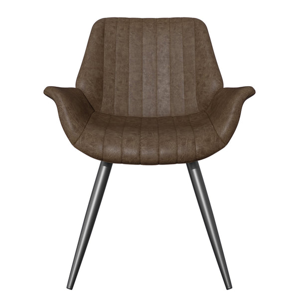 English Elm Dining Chairs Set Of 2 - Mid-Century Modern Faux Leather Upholstered Side Chairs For Stylish Comfort T3950P396563