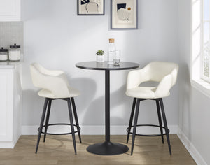 English Elm Margarite 26" Contemporary Counter Stool Set of 2 with Swivel, Faux Leather Upholstery, Footrest Cream B202S00350