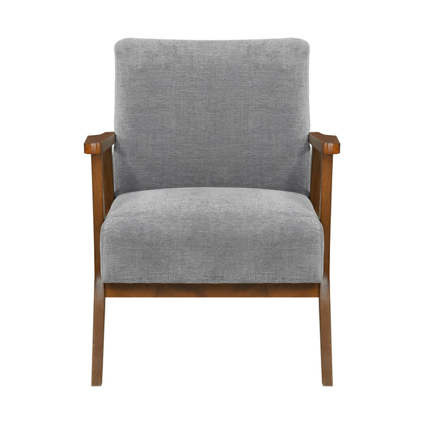 English Elm Contemporary Plush Chenille Accent Chair with Pocket Coil Support, Dacron Foam Cushion, 300lb Capacity Chestnut,Gray 35 L x 27.5 W x 18 H B011P347864