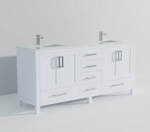 English Elm White 72 in. Double Bath Vanity with Carrara Marble Top, Soft-Close Drawers, Chrome Faucet Set B2731P259096