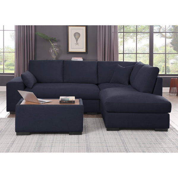 English Elm Woven Fabric Sectional Sofa With Right-Facing Chaise & Console Ottoman - Chic Dark Gray Comfort B016S00051-GIGA
