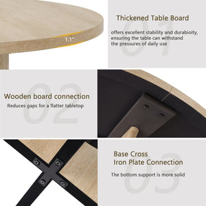 English Elm Modern Farmhouse Round Dining Table Seats Four Light Oak Finish Kitchen Nook W1998P376255