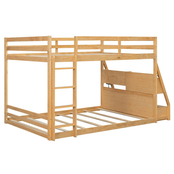 English Elm Full Bunk Bed with App Led Lighting Usb Charging Storage Drawers Kids Bedroom Natural N820S00080N
