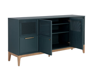 Sunpan Rivero Sideboard - Timeless Teal Oak Design with Ample Storage & Gold Hardware for Stylish Spaces
