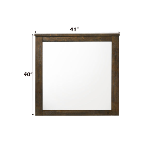 English Elm Merrilee Oak Finish Mirror - Minimalist 34"x33" Wall Mirror with Durable Wood-Composite Frame, Modern Elegance B2726P257357