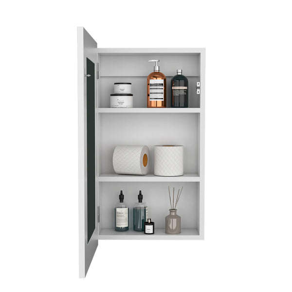 English Elm Medicine Cabinet Sanford White Mirrored Door 3 Shelves Compact Engineered Wood Modern Storage B092P238732