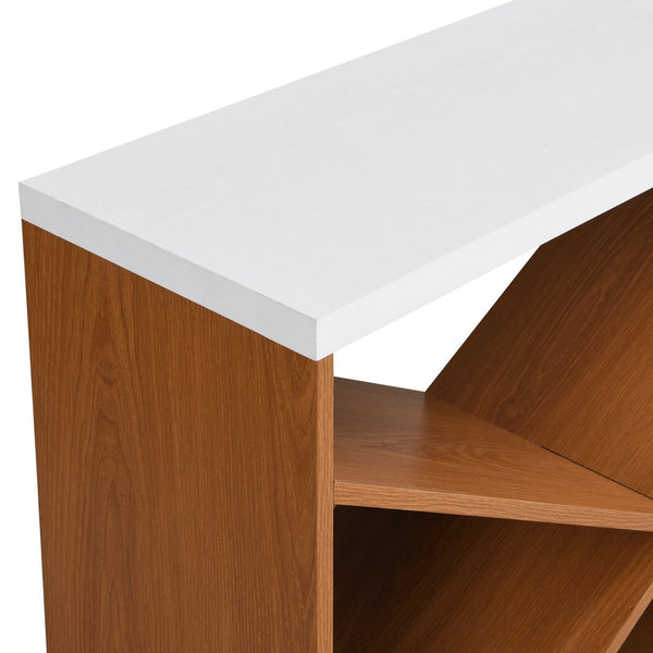 English Elm 70.87 Farmhouse Console Table with X-Frame Design, Detachable Extra-Long Entryway Shelf with Storage and Stable Thick-Plate Construction White W2317P233342