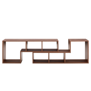 English Elm 2 Pieces Cube TV Stand with Adjustable 55–80" Length, Six Open Shelves, Modern Minimalist Storage and Durable MDF Design Acacia Wood W3226P298392