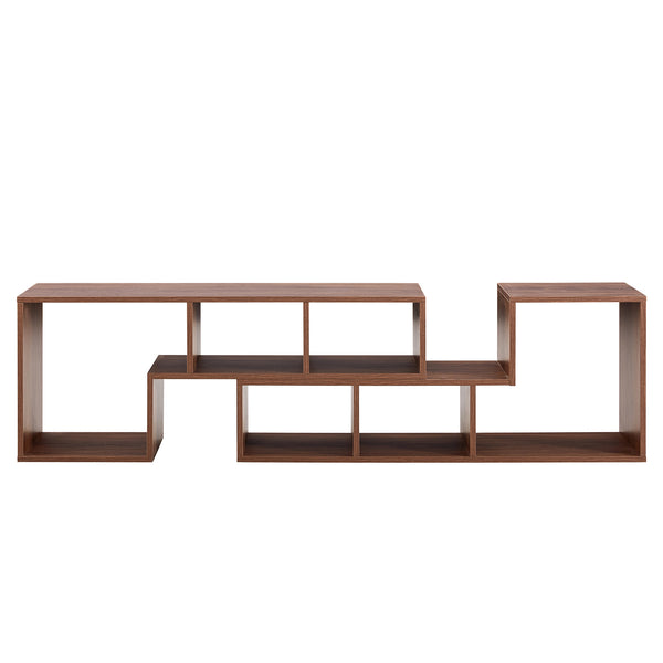 English Elm 2 Pieces Cube TV Stand with Adjustable 55–80" Length, Six Open Shelves, Modern Minimalist Storage and Durable MDF Design Acacia Wood W3226P298392