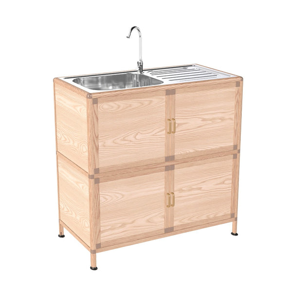 English Elm Utility Sink Station with Stainless Basin Rotating Faucet and Waterproof Storage Cabinet W3895P460811
