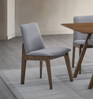 English Elm Casual Walnut 7pc Dining Set with Padded Gray Upholstered Chairs, Rectangular Table, Easy Assembly B2741S00227