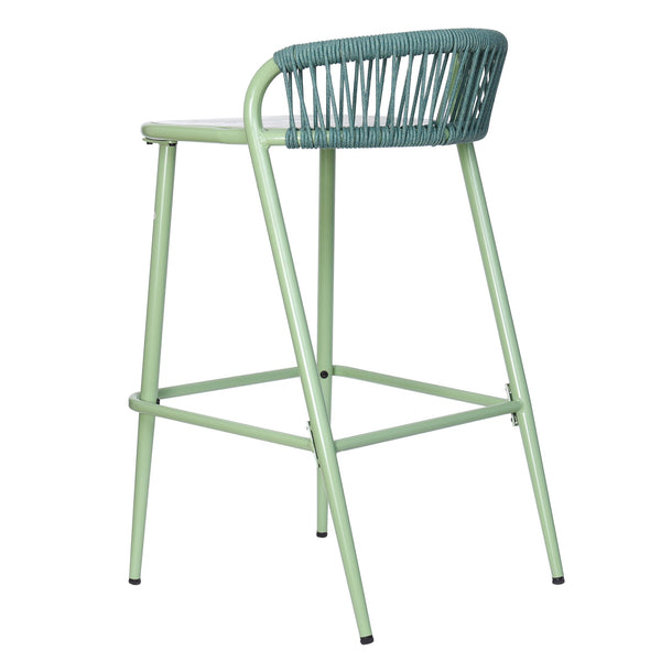English Elm Christopher Knight Home® - Outdoor 29" Seat Height Aluminum Barstools with Rope Scallop Backrest, Rust-Resistant Patio Set Sage N772P247736S