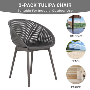 English Elm 2-Pack Modern Lounge Chairs with 55" Long Table — All-Weather PP & Metal, Ergonomic, Easy Assemble khaki,Warm Grey,White W3450S00012