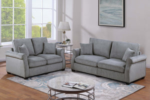English Elm Black Corduroy Upholstered Sofa and Loveseat Set for Contemporary Living Rooms Fog B011S02182