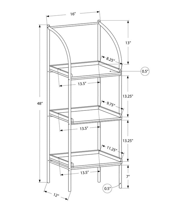 English Elm Bookshelf, 3-Tier 48" Ladder Etagere with Wood-Texture Taupe Laminate & Black Metal Frame for Small Spaces taupe 50 L x 14 W x 4 H B2710P219654